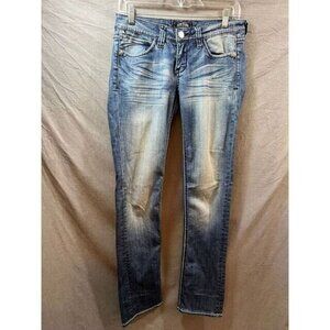 Pepe Jeans Womens 28 Blue Denim Skinny Faded Whiskered Flap Pocketed Jeans 28x31